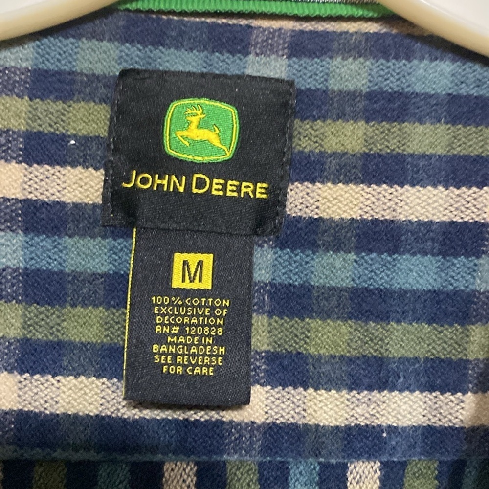 John Deere Cotton Checked Button Shirt Size Med - Picture 2 of 7